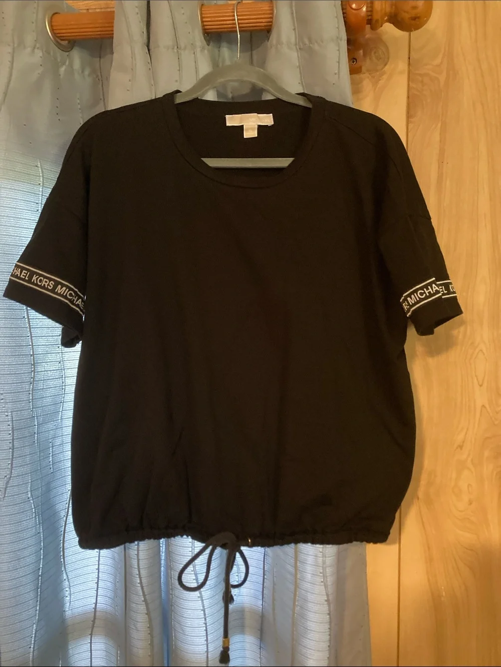 Michael Kors Black Short-Sleeve Drawstring Hem Tee
